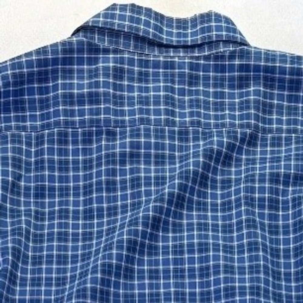 LL Bean Mens XL Blue White Plaid Cotton Button Down Shirt Traditional Fit Casual - Picture 9 of 11